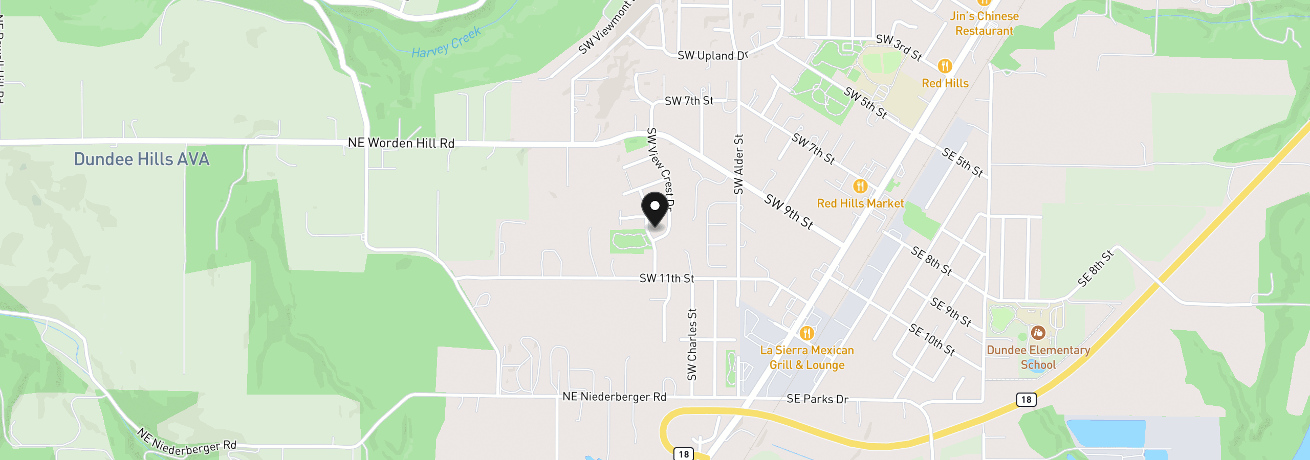Map showing the location of 1067 SW Falcon Crest Dr, Dundee, OR 97115