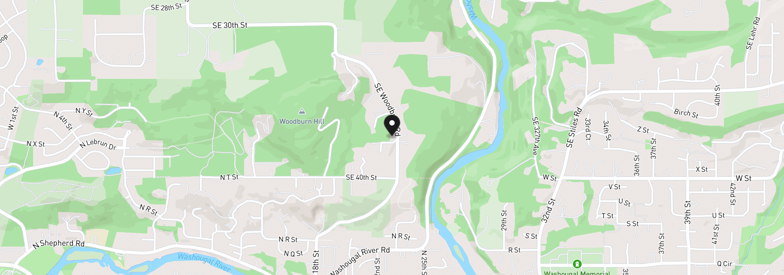 Map showing the location of 3608 SE Woodburn Rd, Washougal, Wa 98671