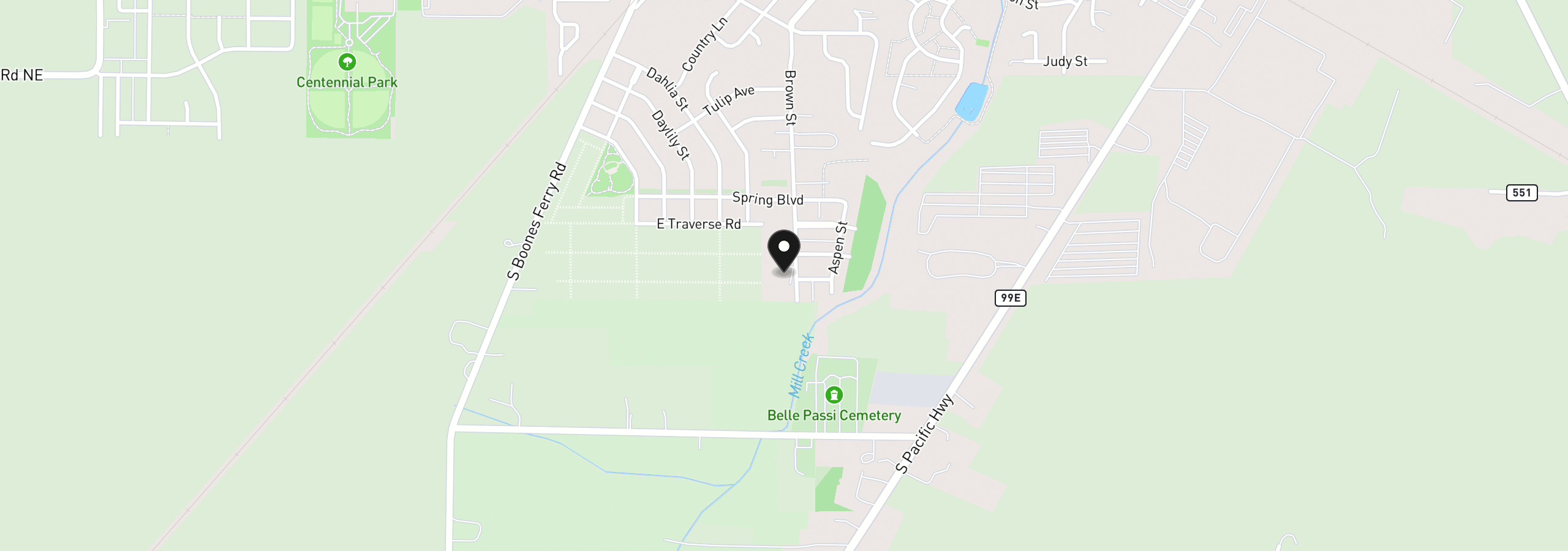 Map showing the location of 1632 Brown St, Woodburn, OR 97071