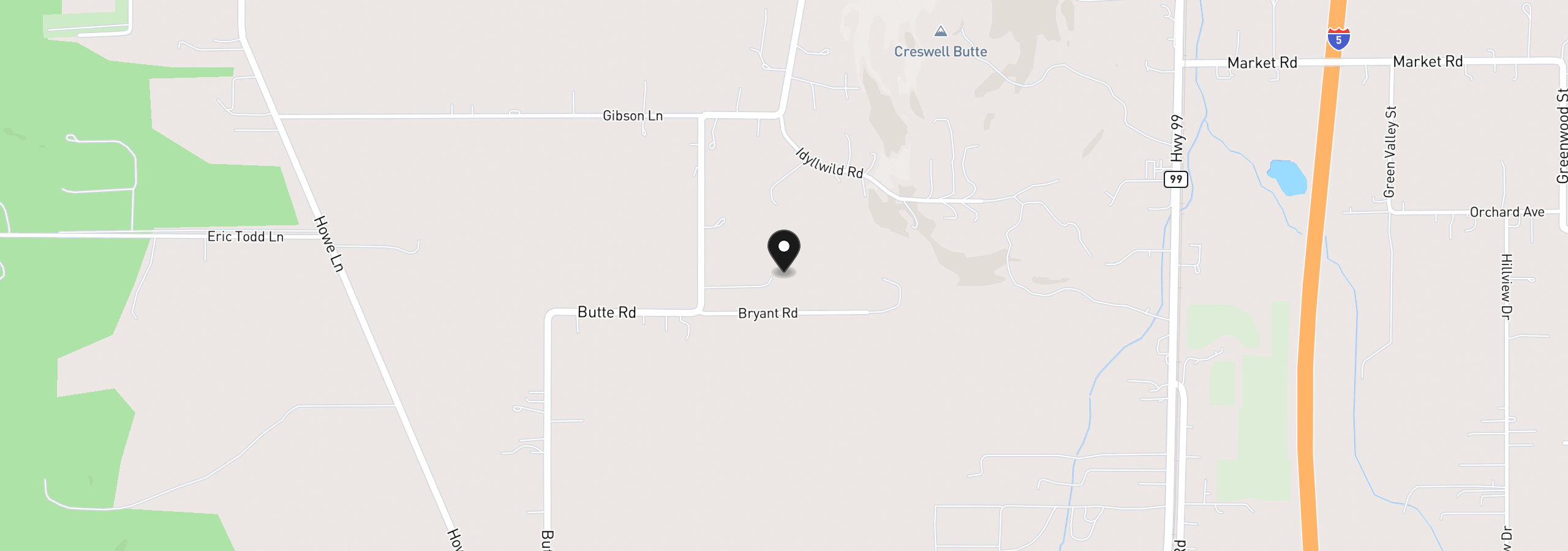 Map showing the location of 82447 Butte Rd, Creswell, OR 97426