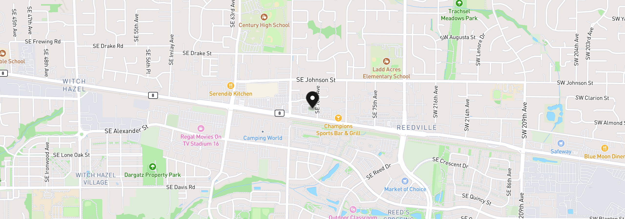 Map showing the location of SE 70th Ave, Hillsboro, OR 97123