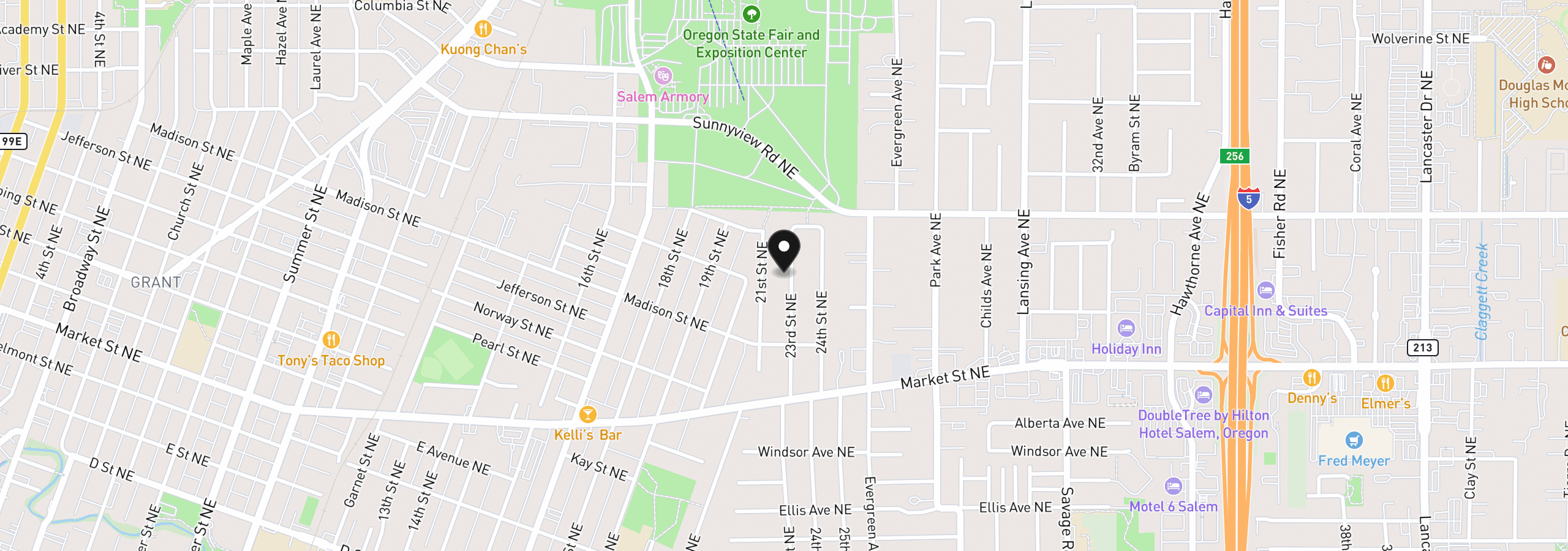 Map showing the location of 1915 23rd St NE, Salem, OR 97301