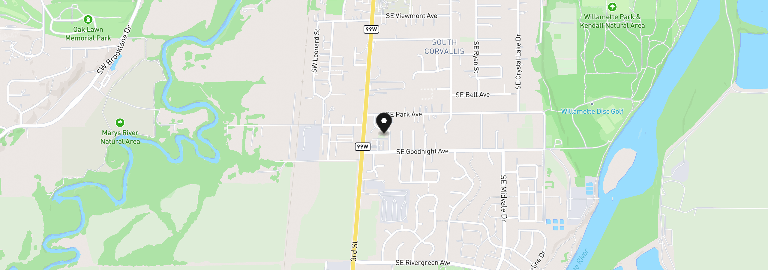 Map showing the location of 235 SE Jensen Ave, Corvallis, OR 97333