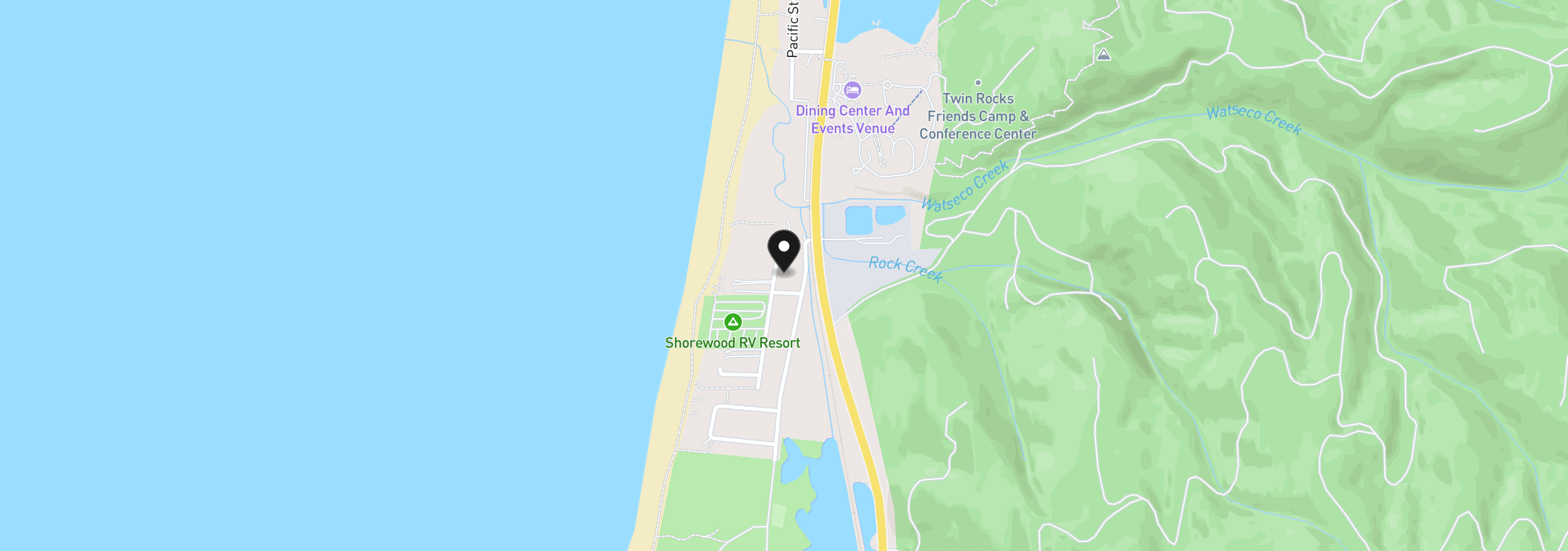 Map showing the location of 17855 Ocean Blvd, Rockaway Beach, OR 97136