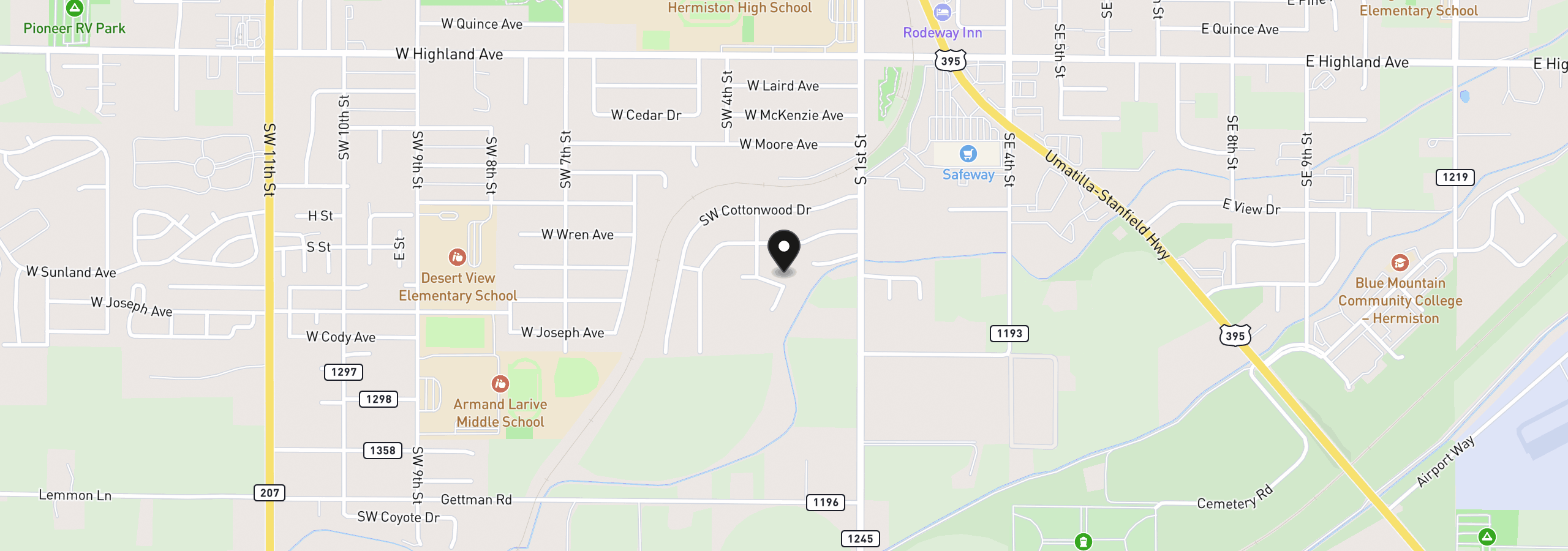 Map showing the location of 284 W Condon Ave 2, Hermiston, OR 97838