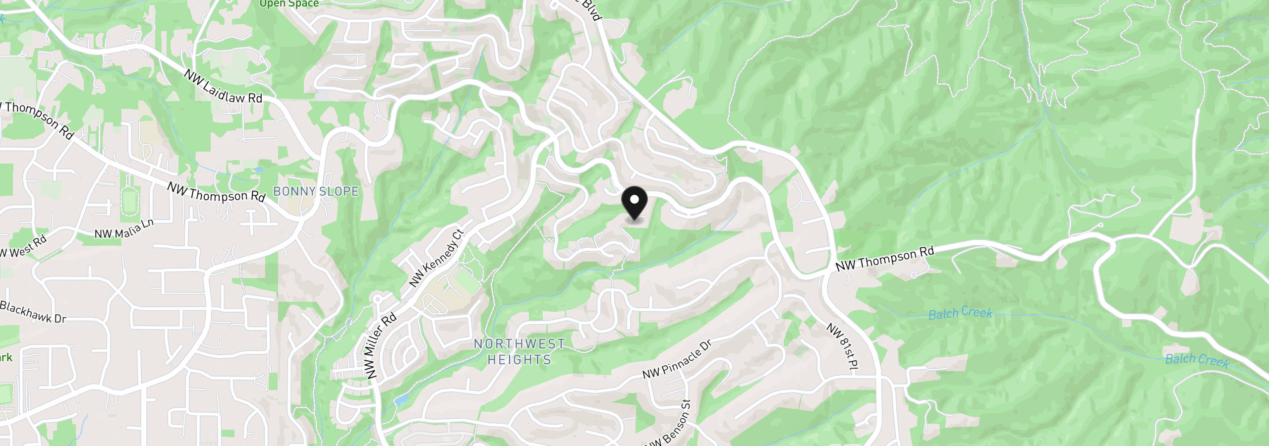 Map showing the location of 3125 NW Blue Sky Ln, Portland, OR 97229