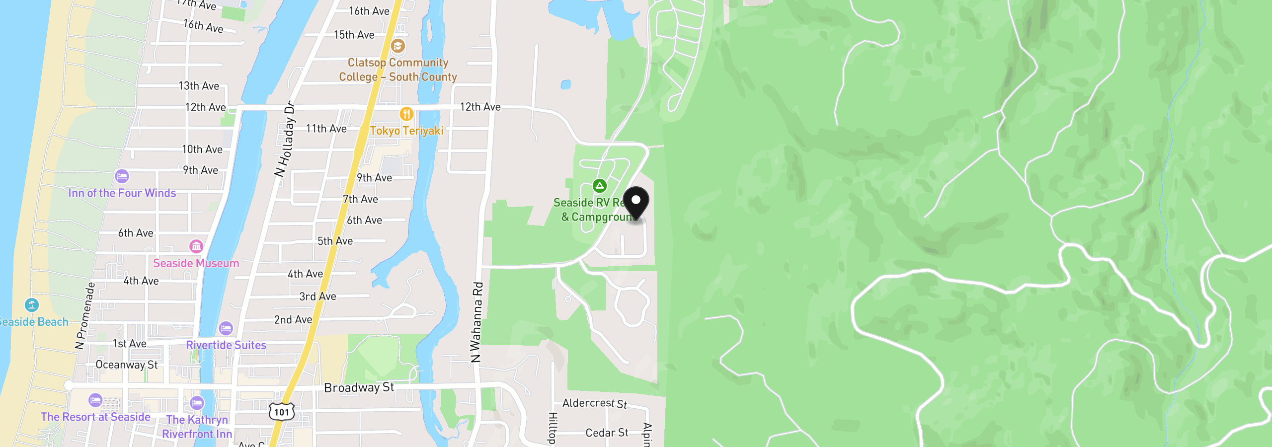 Map showing the location of 521 Hillside Loop, Seaside, OR 97138