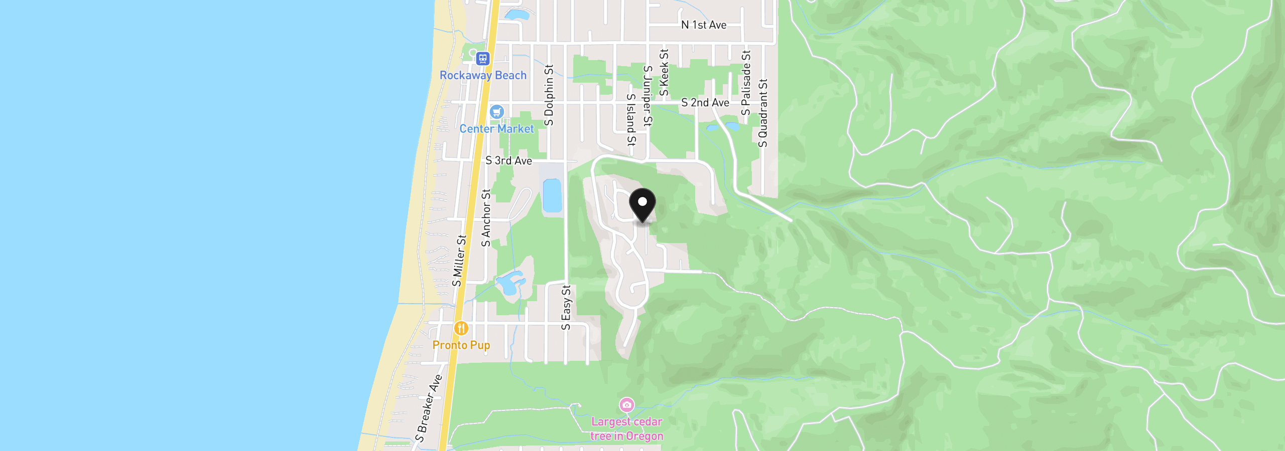Map showing the location of 402 Northslope Way, Rockaway Beach, OR 97136