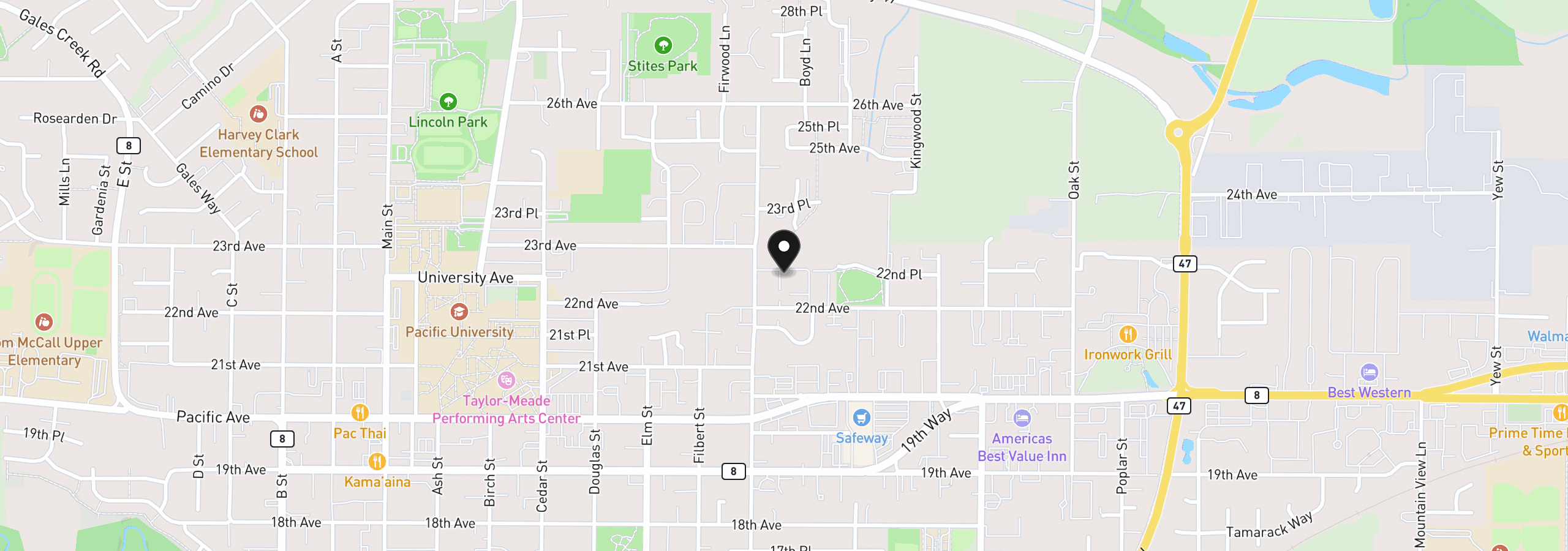Map showing the location of 2239 Hawthorne St 7, Forest Grove, OR 97116