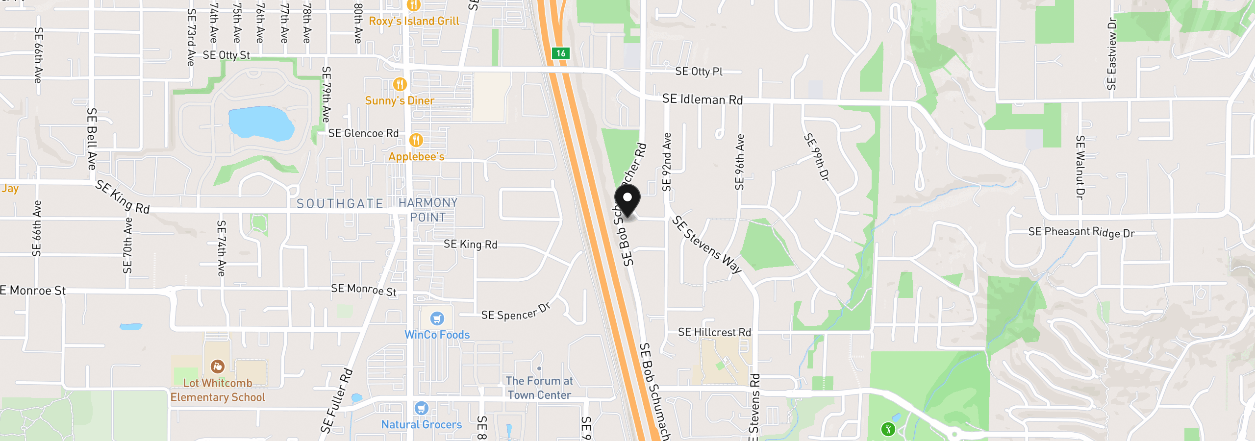 Map showing the location of 9070 SE Lynn Ln, Happy Valley, OR 97086