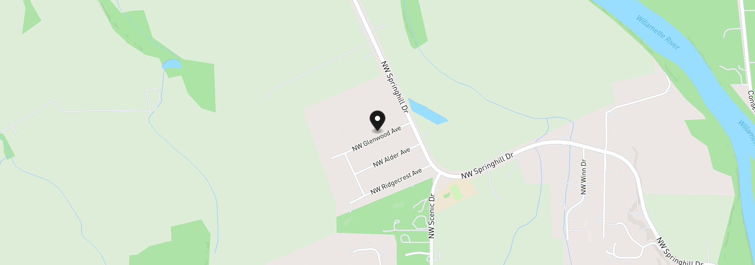Map showing the location of 4165 NW Glenwood Ave, Albany, OR 97321