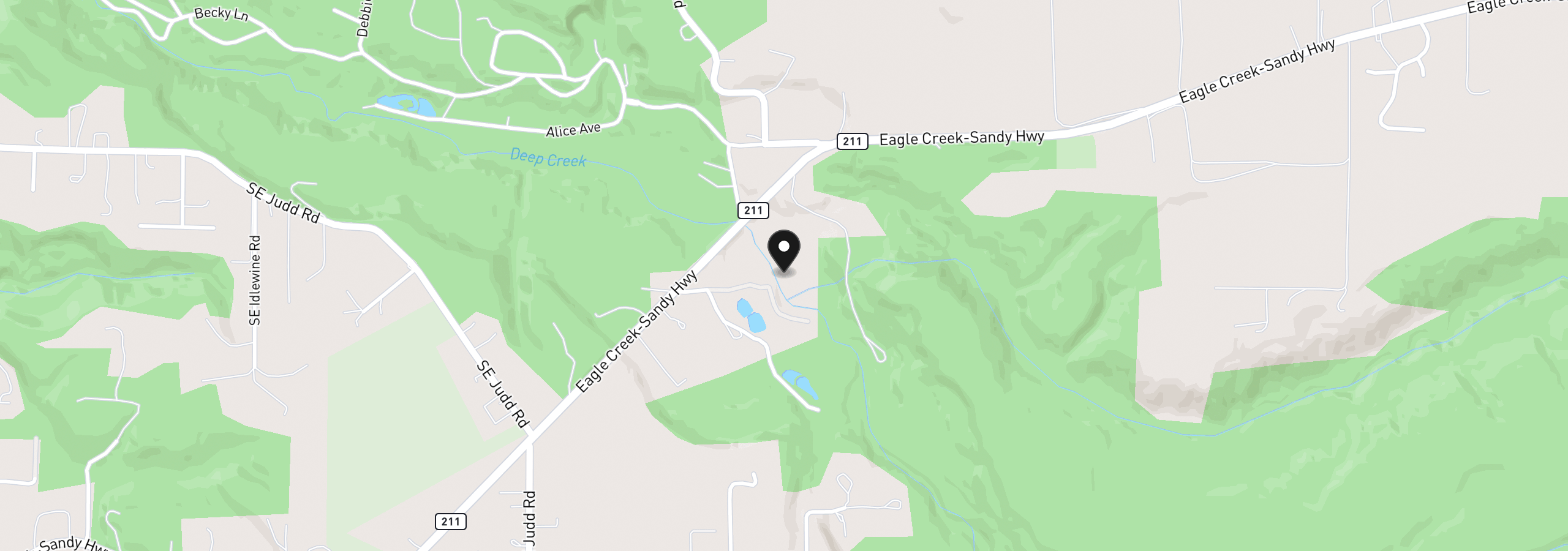 Map showing the location of 33298 SE Highway 211, Boring, OR 97009