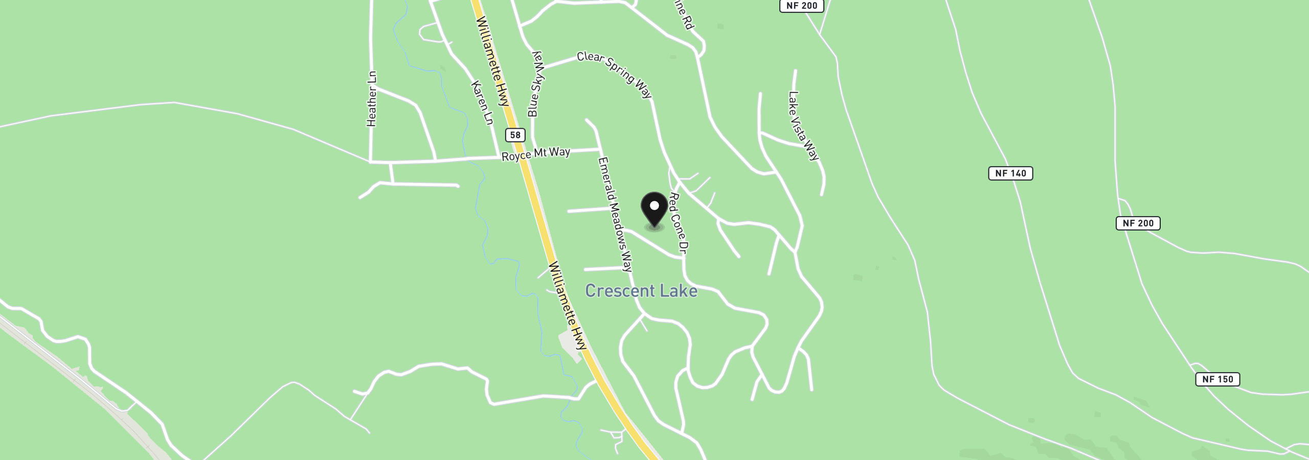 Map showing the location of 18915 Alpine Breeze Way, Crescent Lake, OR 97733
