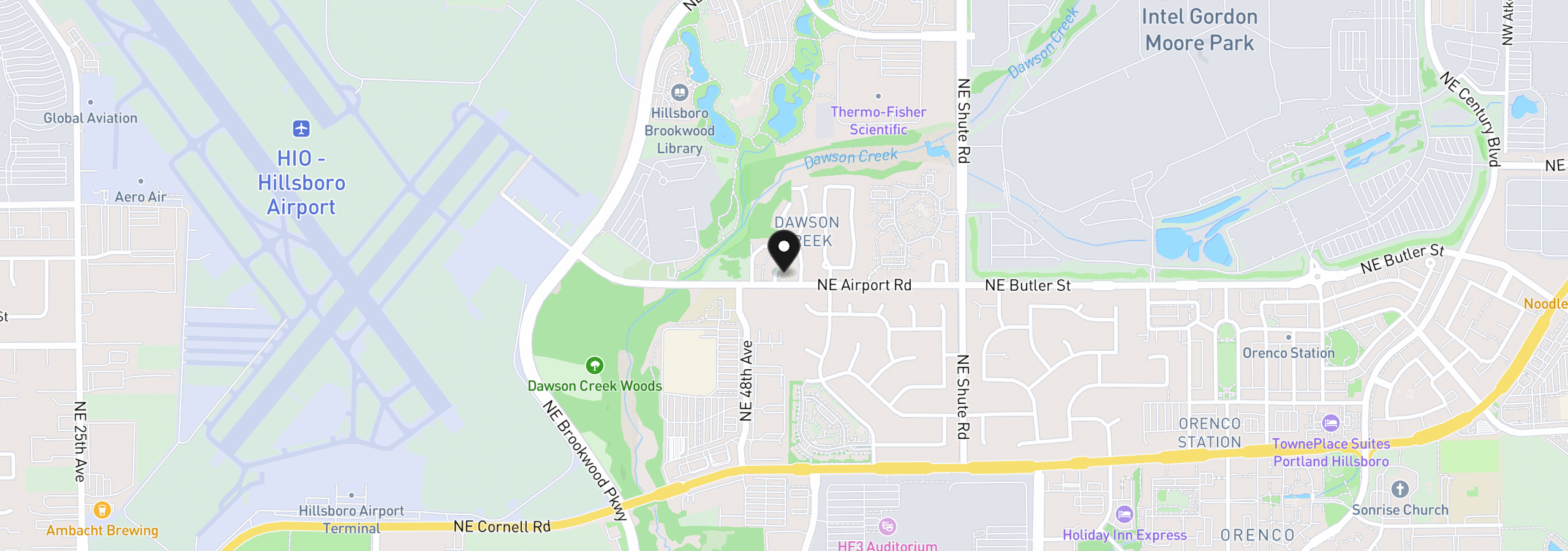 Map showing the location of 1910 NE 49th Way, Hillsboro, OR 97124