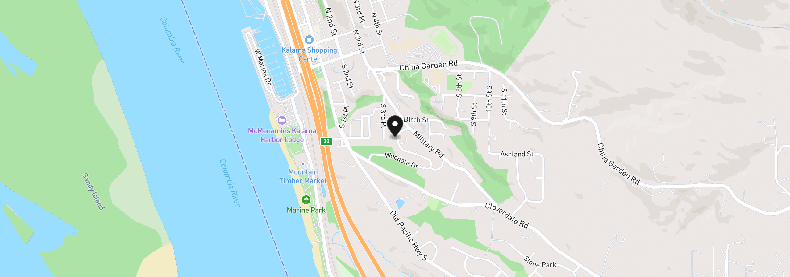 Map showing the location of 80 Summit Dr, Kalama, Wa 98625