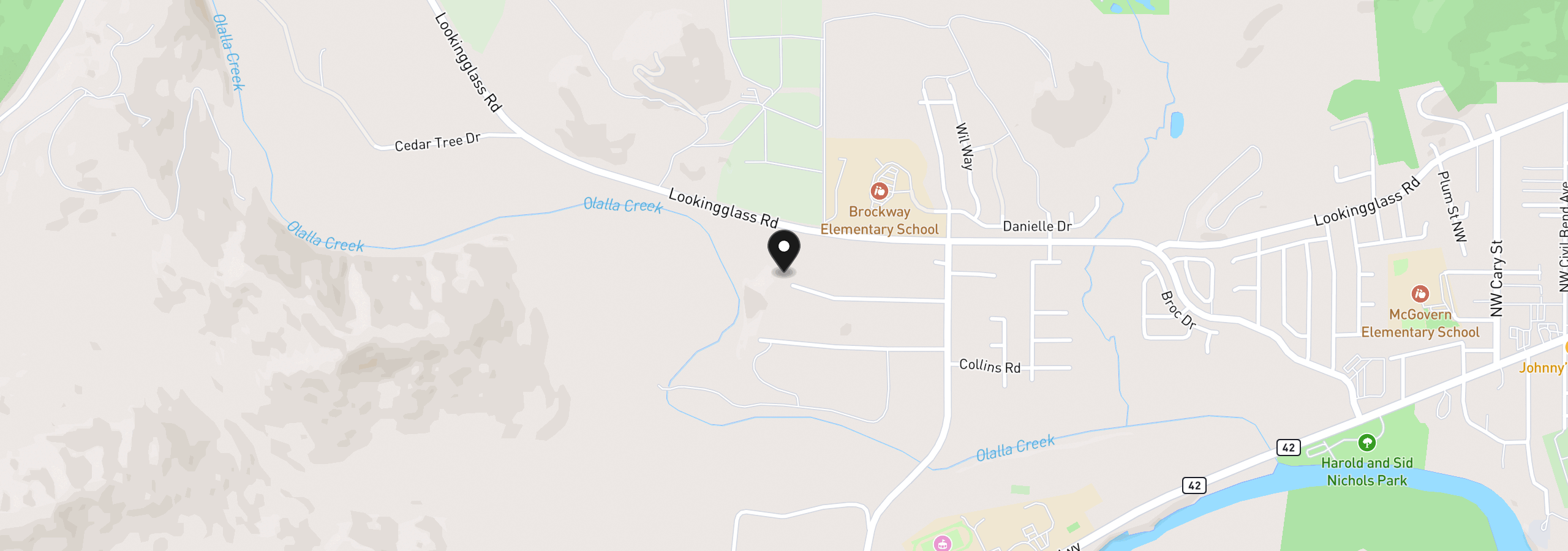 Map showing the location of 411 Woodland Dr, Winston, OR 97496