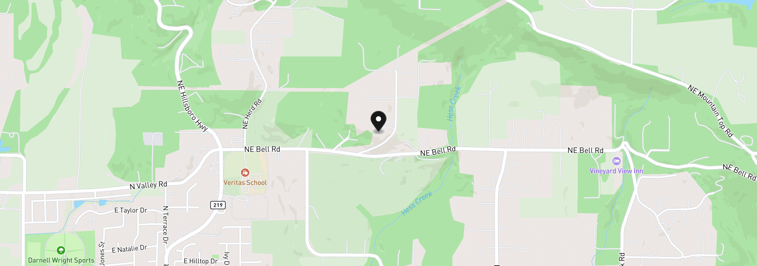 Map showing the location of 16155 NE Wilkerson Way, Newberg, OR 97132