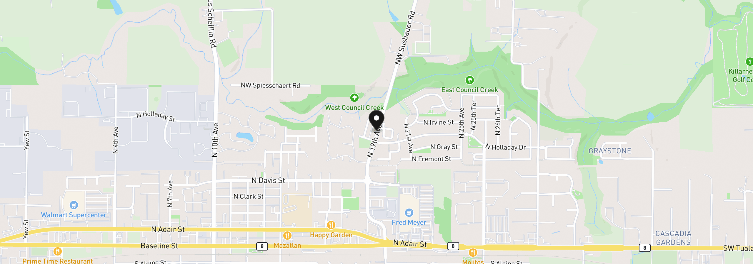Map showing the location of 861 N 19th Ave, Cornelius, OR 97113