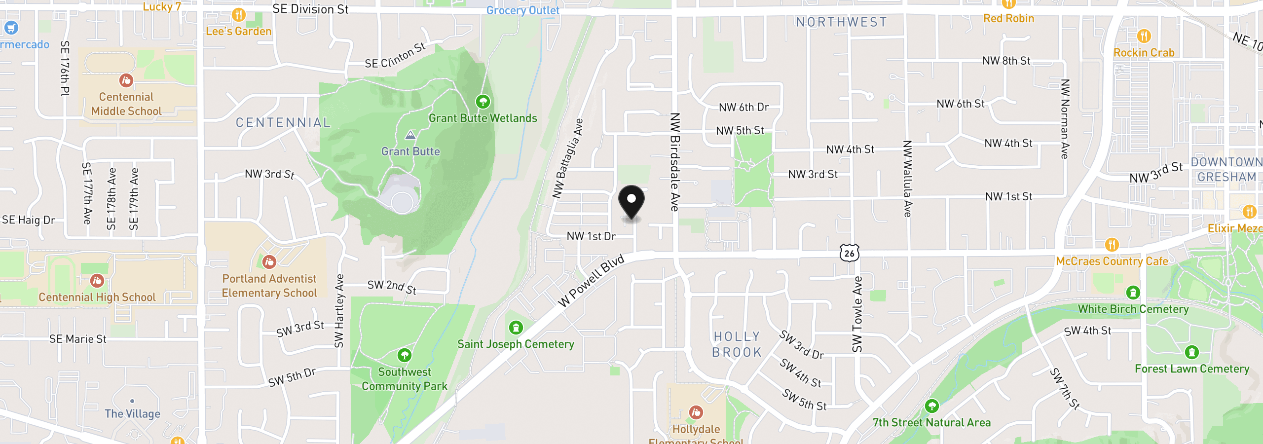 Map showing the location of 177 NW Mawrcrest Ave, Gresham, OR 97030