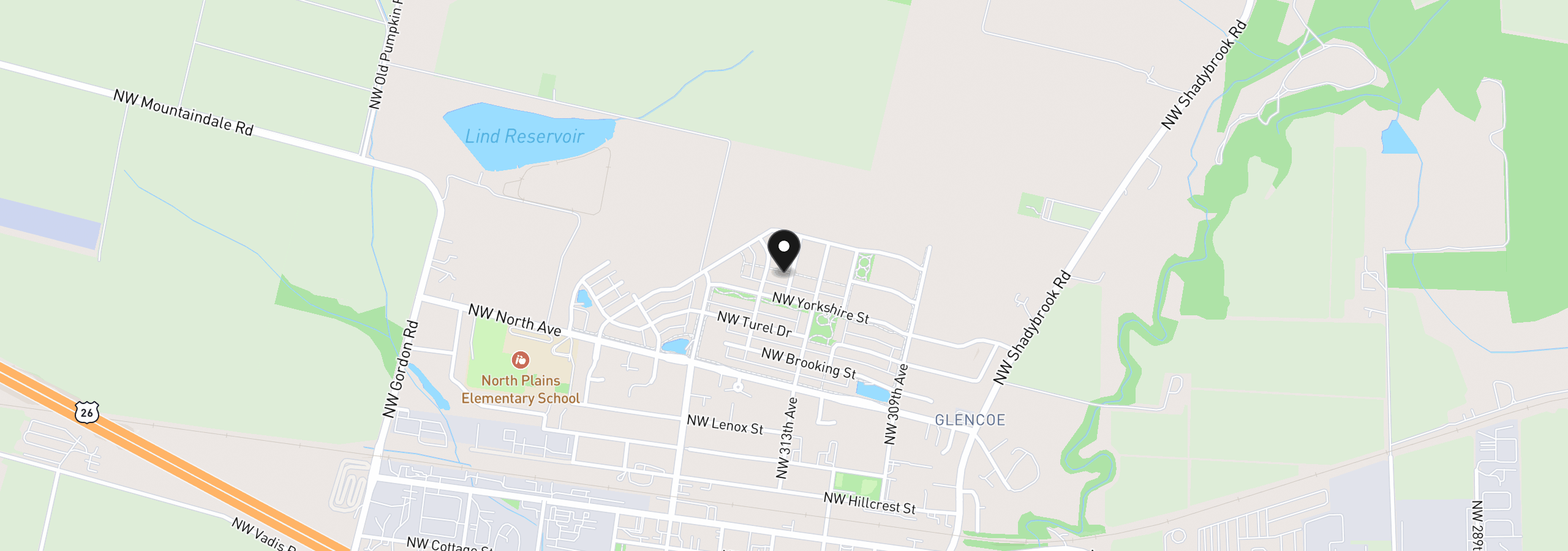 Map showing the location of 11365 NW 314th Ave, North Plains, OR 97133