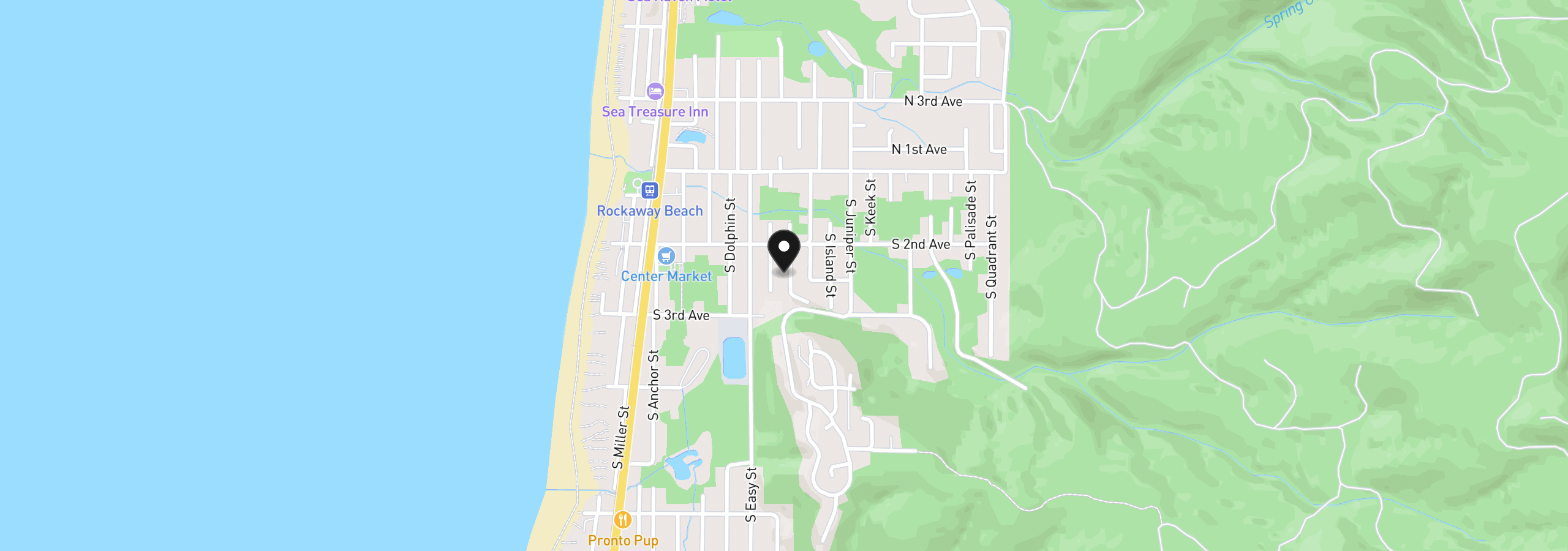 Map showing the location of 243 S Grayling St, Rockaway Beach, OR 97136