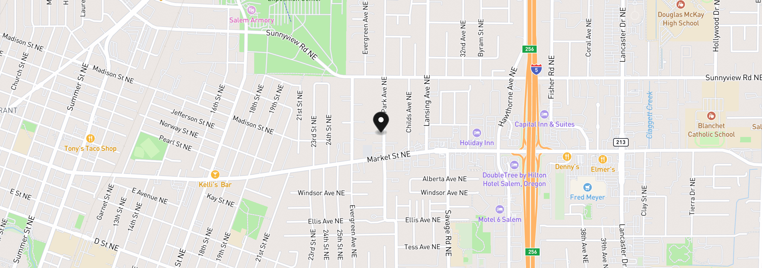 Map showing the location of 1779 Park Ave NE, Salem, OR 97301