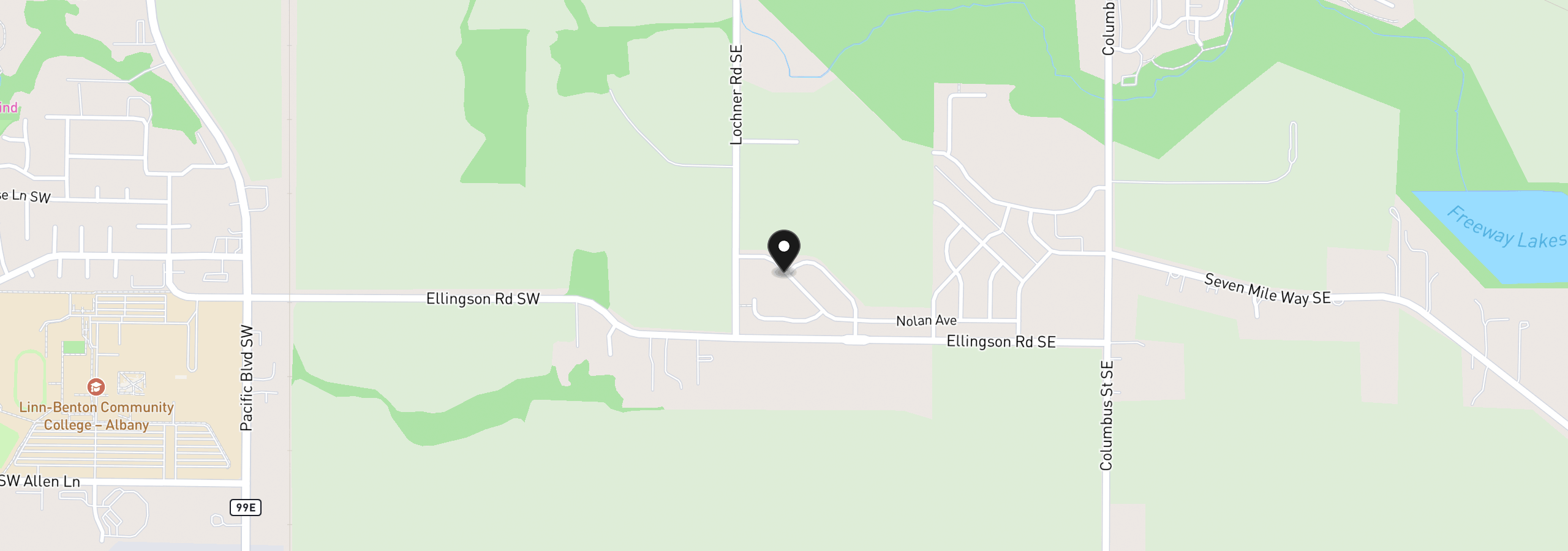 Map showing the location of 711 Clayton Ct SE, Albany, OR 97322