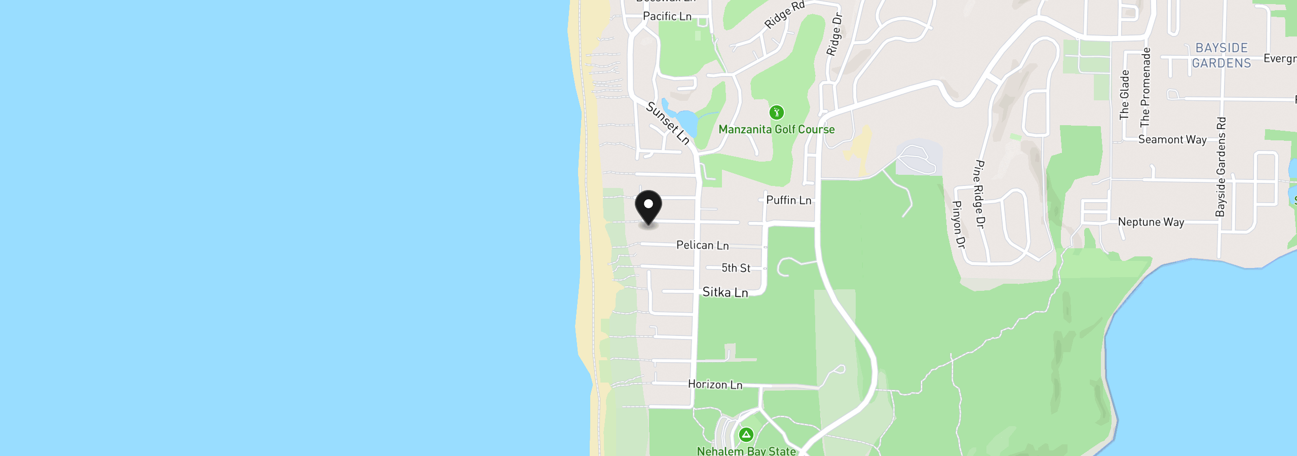 Map showing the location of 000 Sandpiper Ln, Manzanita, OR 97130