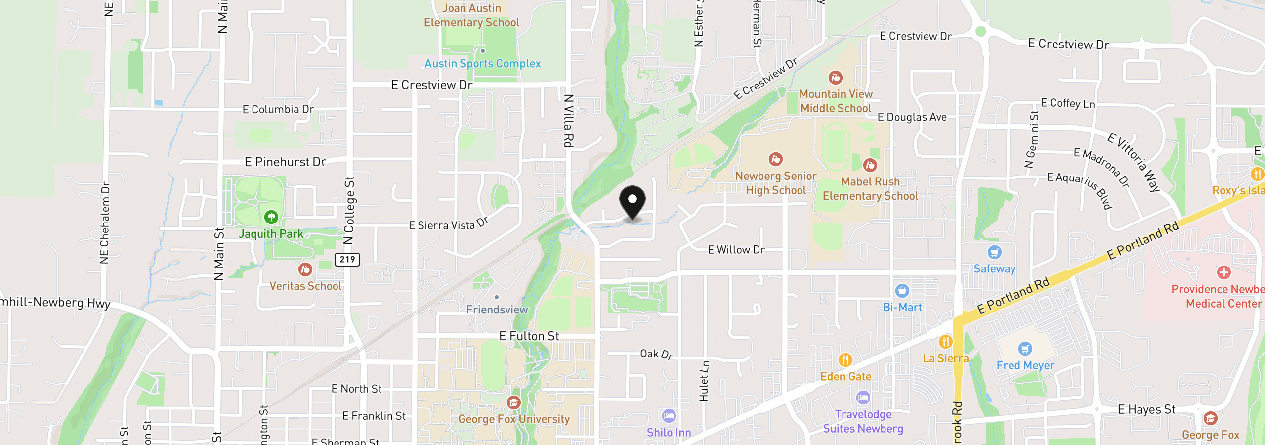 Map showing the location of 1826 E Carol Ann Dr, Newberg, OR 97132