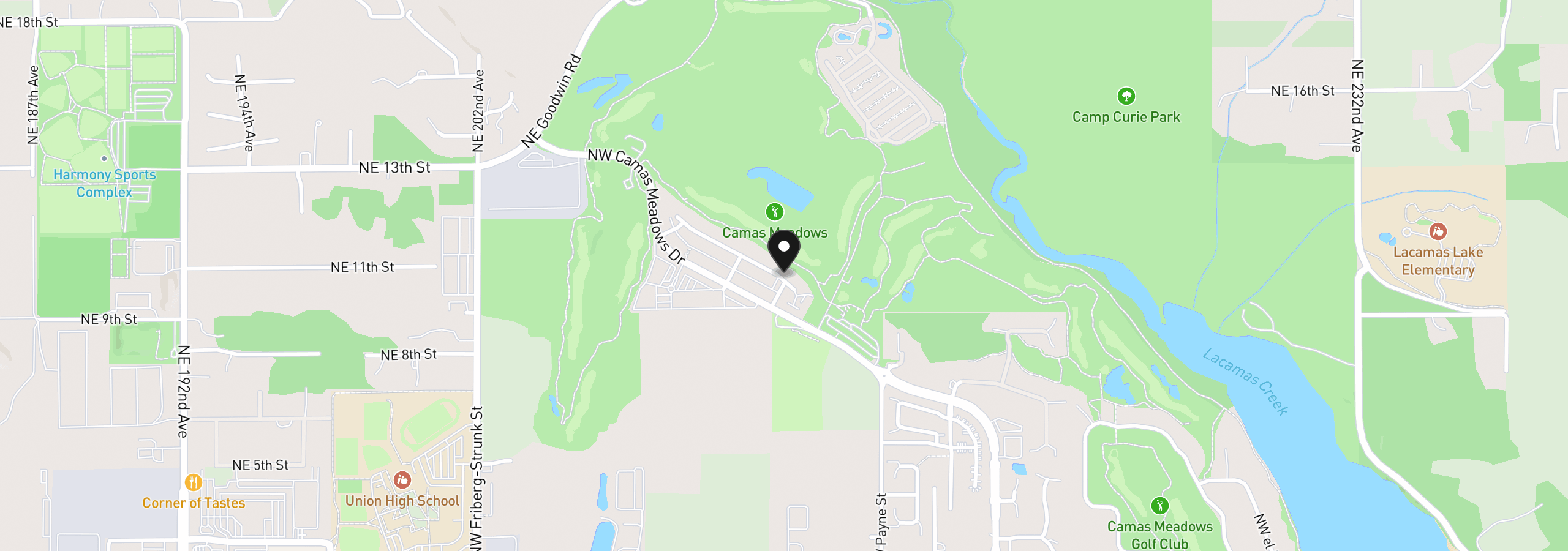 Map showing the location of 4797 NW 71st Ave, Camas, Wa 98607