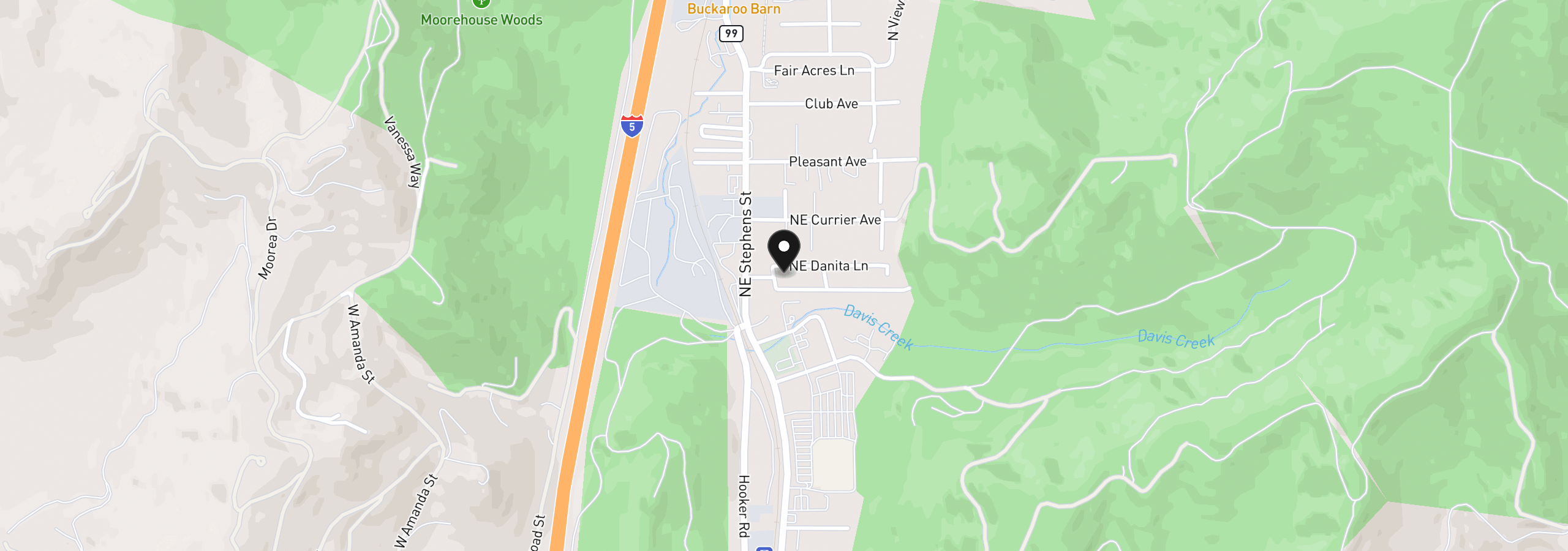 Map showing the location of 7 Mary Ann Ln, Roseburg, OR 97470