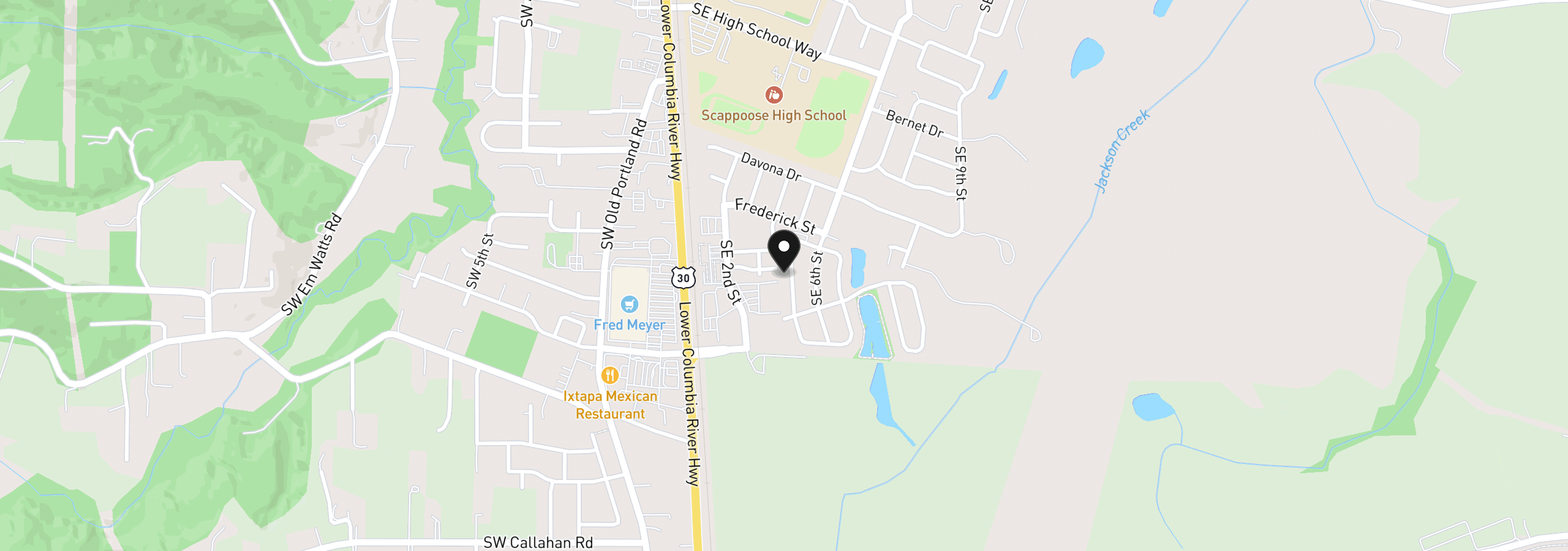 Map showing the location of 51547 SE Oak Grove Dr, Scappoose, OR 97056