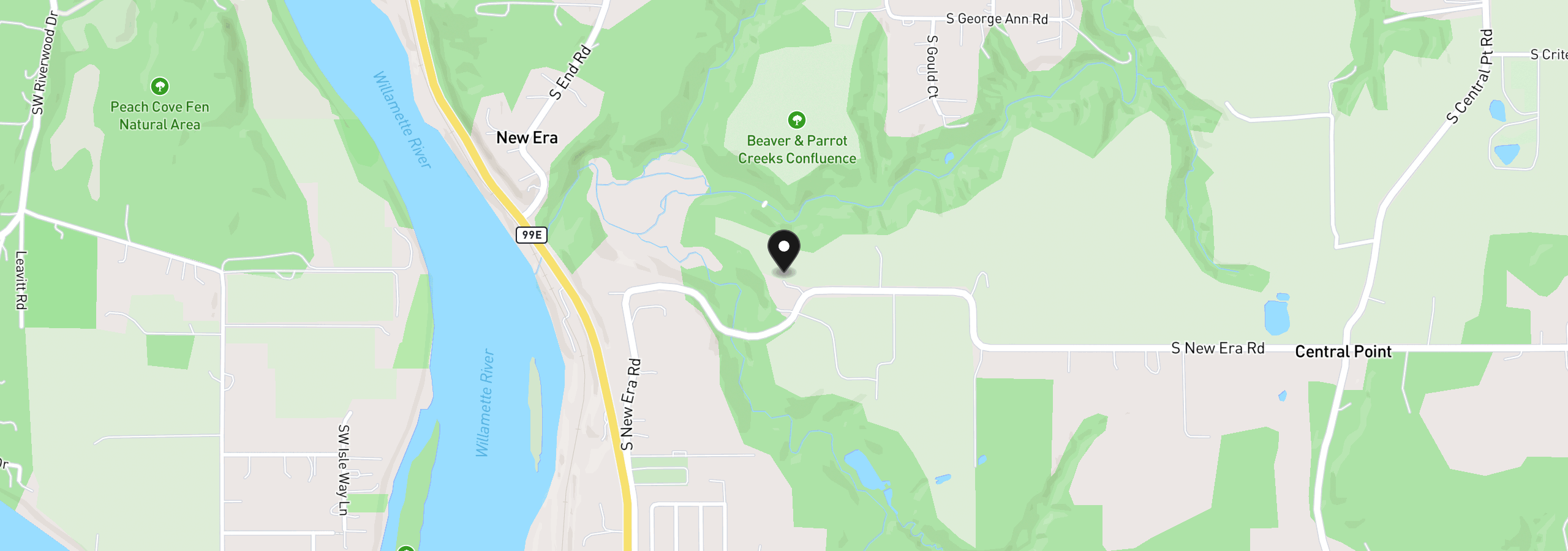 Map showing the location of 21381 S Hwy 99e, Canby, OR 97013