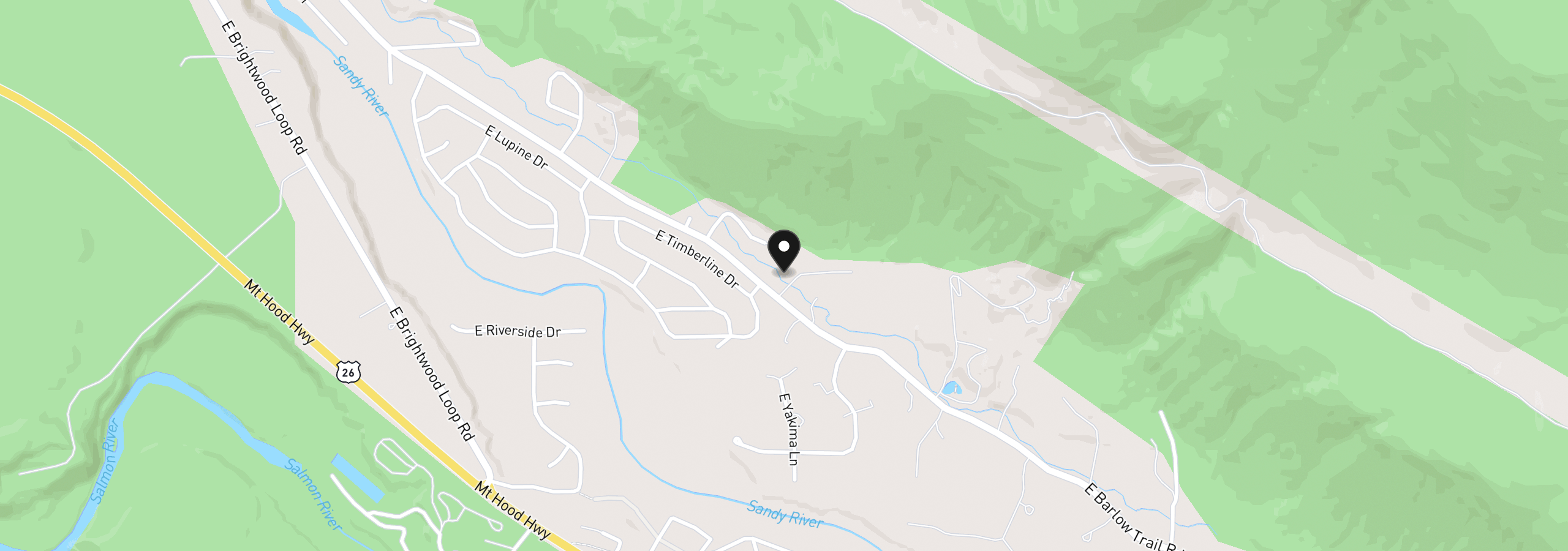 Map showing the location of 21494 E Hideaway Ln, Rhododendron, OR 97049