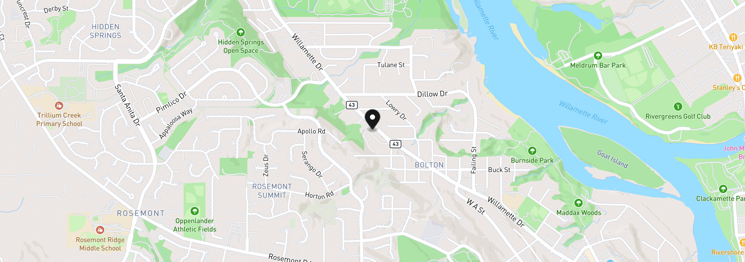 Map showing the location of 20910 Fawn Ct #4, West Linn, OR 97068