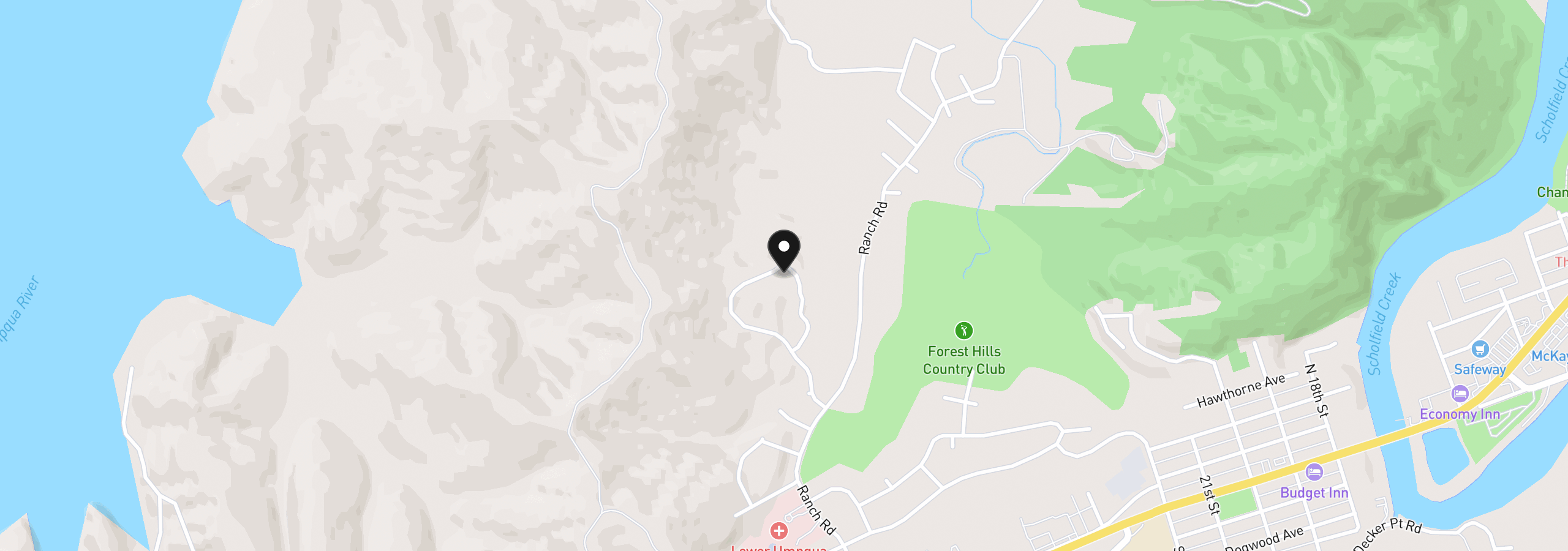 Map showing the location of 280 Foxglove Way, Reedsport, OR 97467