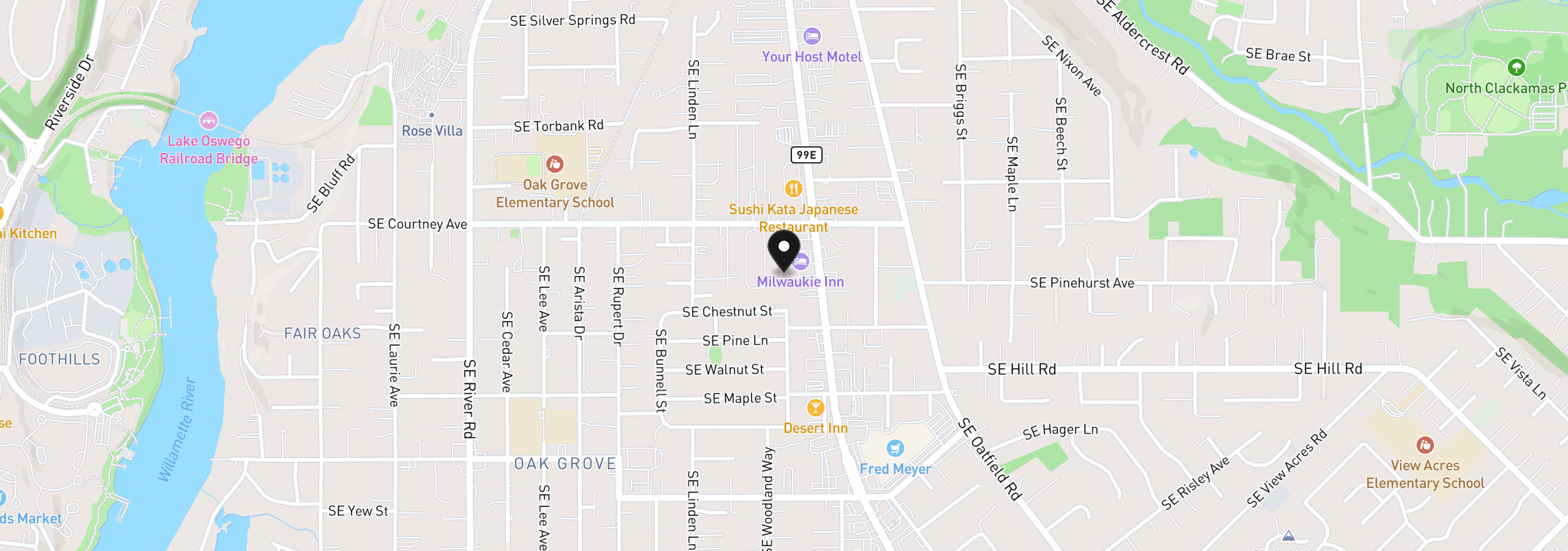 Map showing the location of 2804 SE Courtney Ave 12, Milwaukie, OR 97222