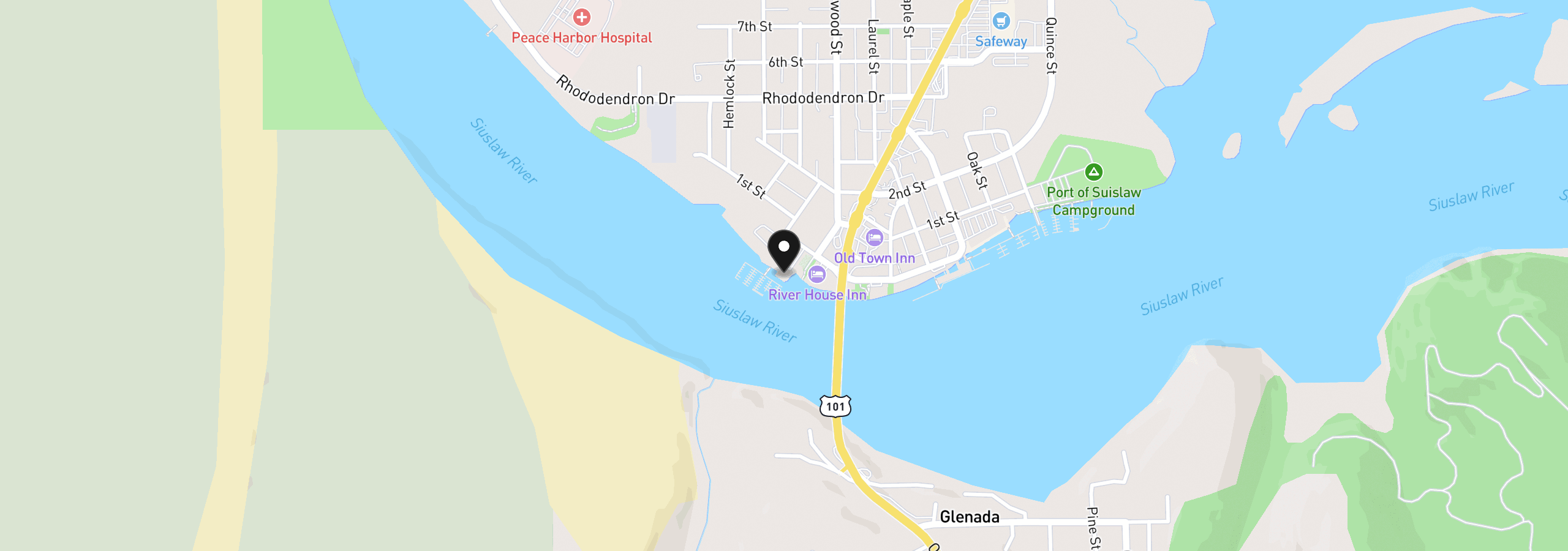 Map showing the location of 1150 Bay St F, Florence, OR 97439