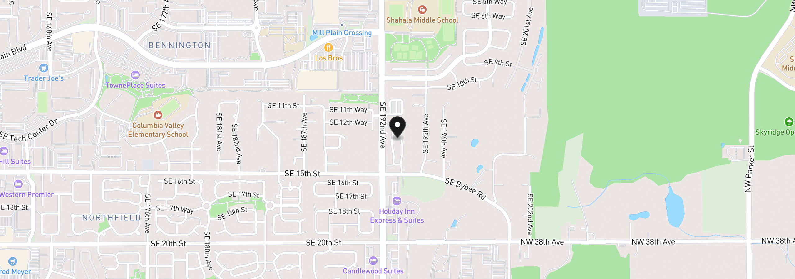 Map showing the location of 1322 SE 194th Pl, Camas, Wa 98607