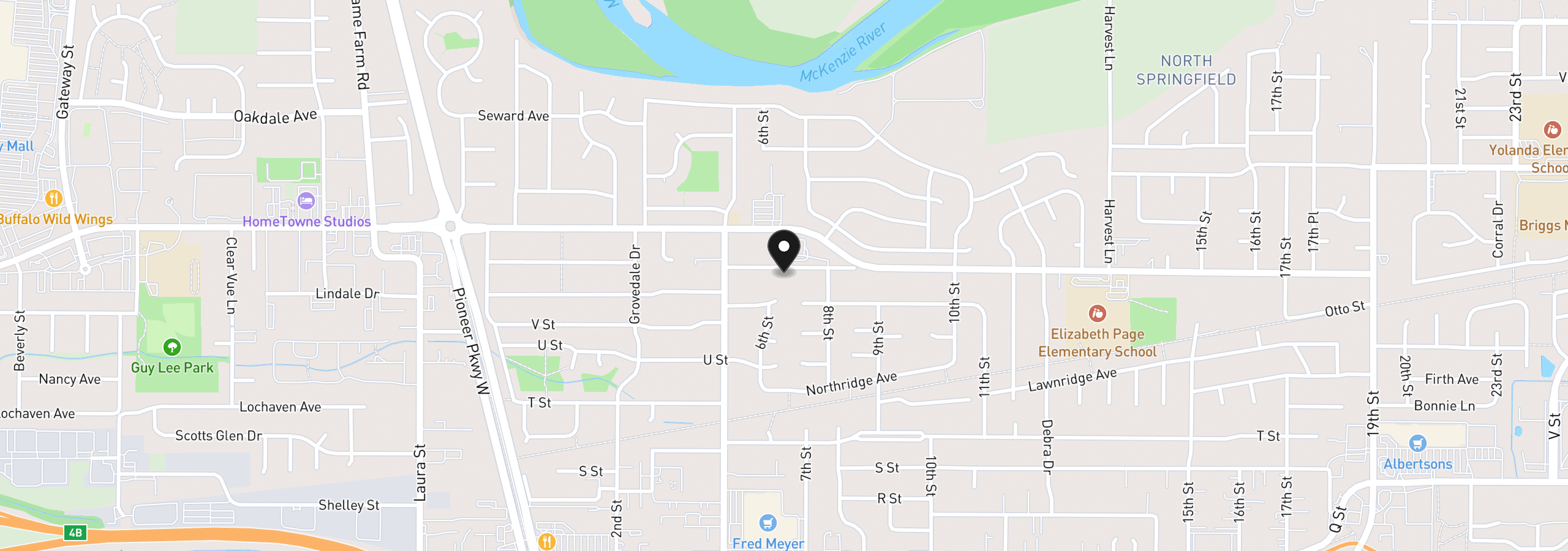 Map showing the location of 665 Hayden Bridge Pl, Springfield, OR 97477