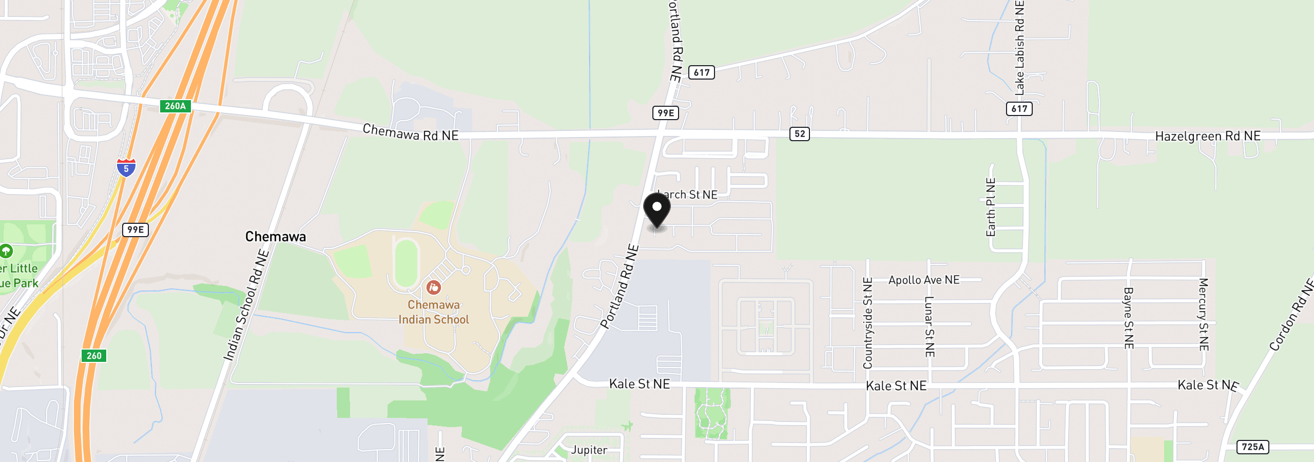 Map showing the location of 5422 Portland Rd NE 79, Salem, OR 97305