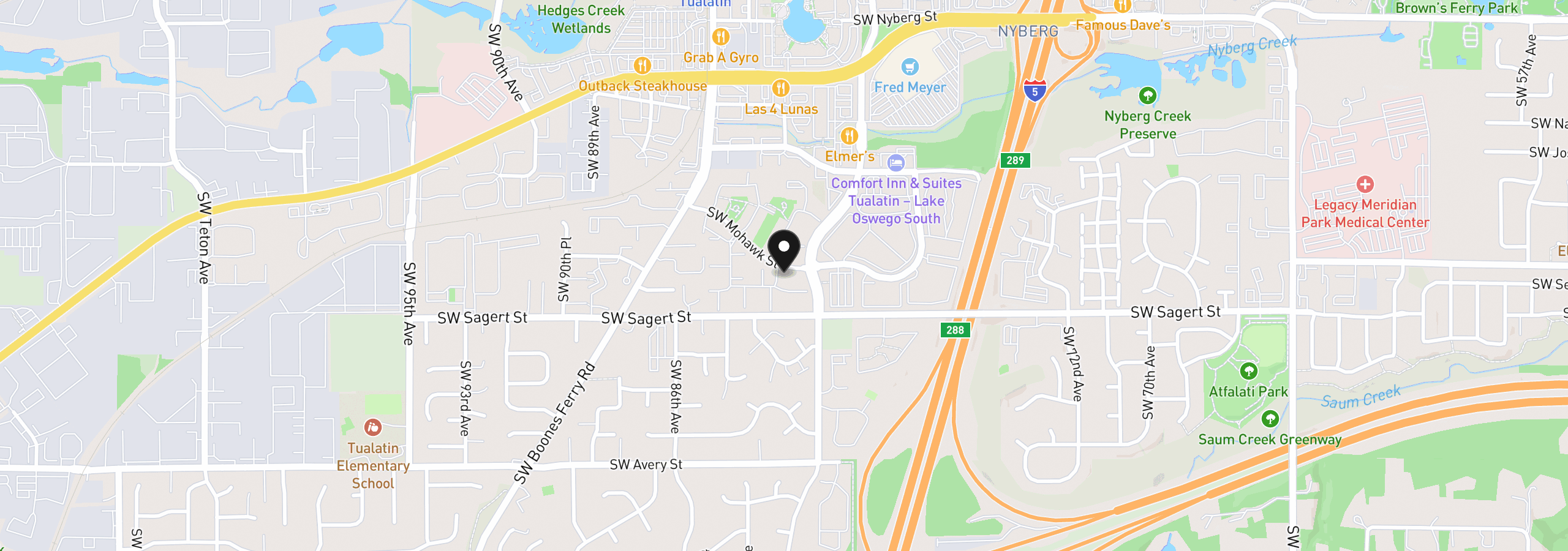 Map showing the location of 8324 SW Mohawk St SE, Tualatin, OR 97062