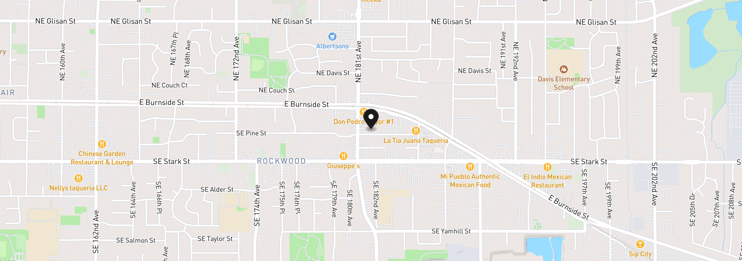 Map showing the location of 18149 SE Pine St, Portland, OR 97233