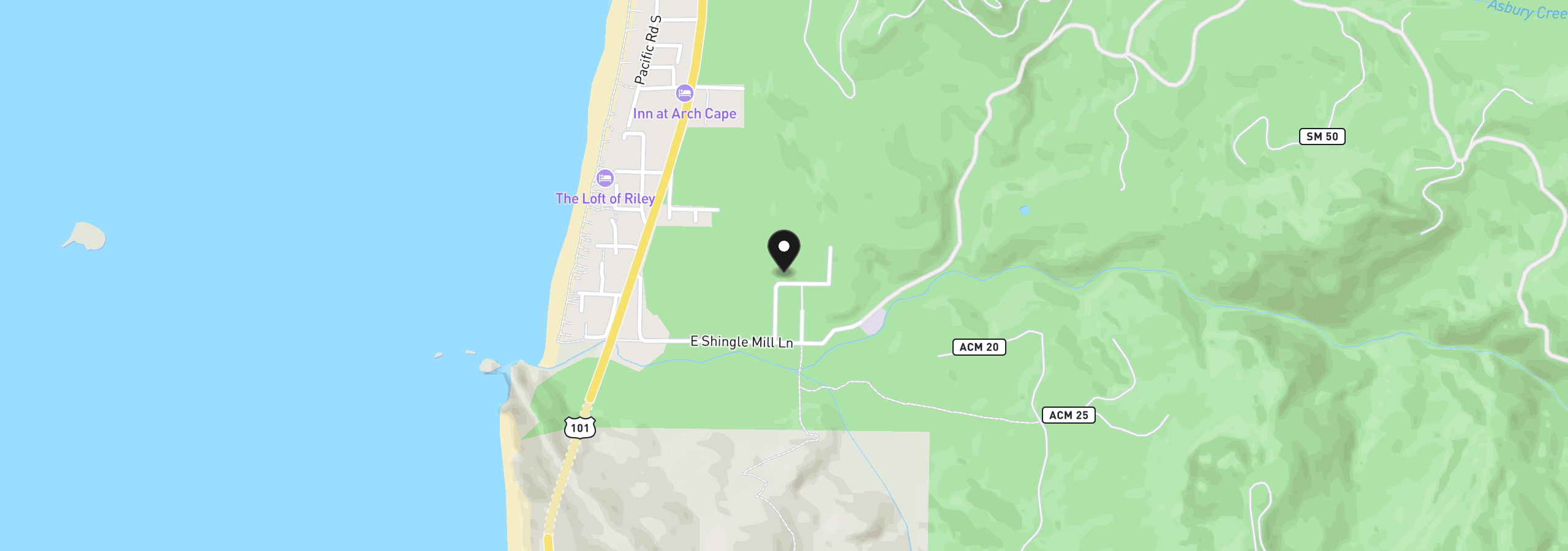 Map showing the location of 32029 Walsh Ln, Arch Cape, OR 97102
