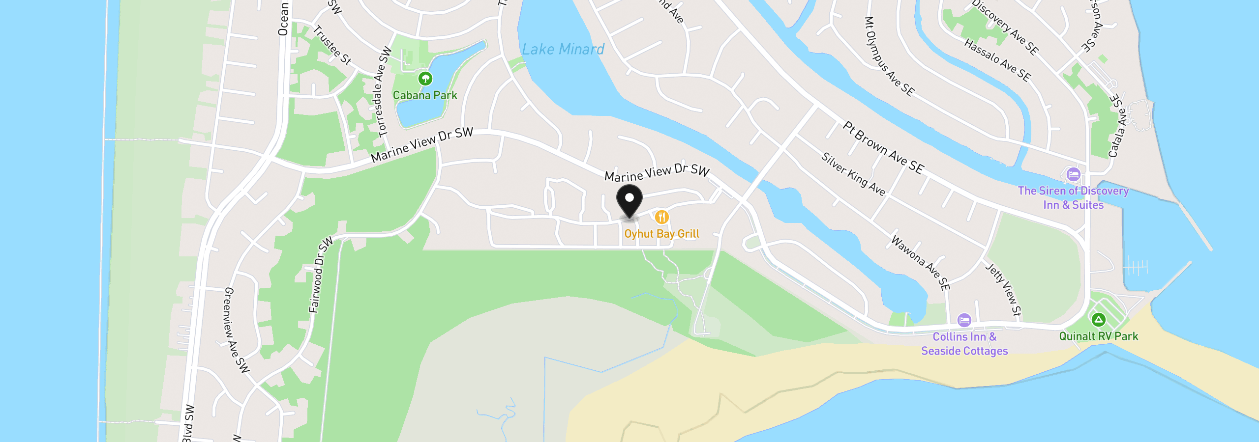 Map showing the location of 262 Oyhut Bay Blvd SW 401, Ocean Shores, Wa 98569