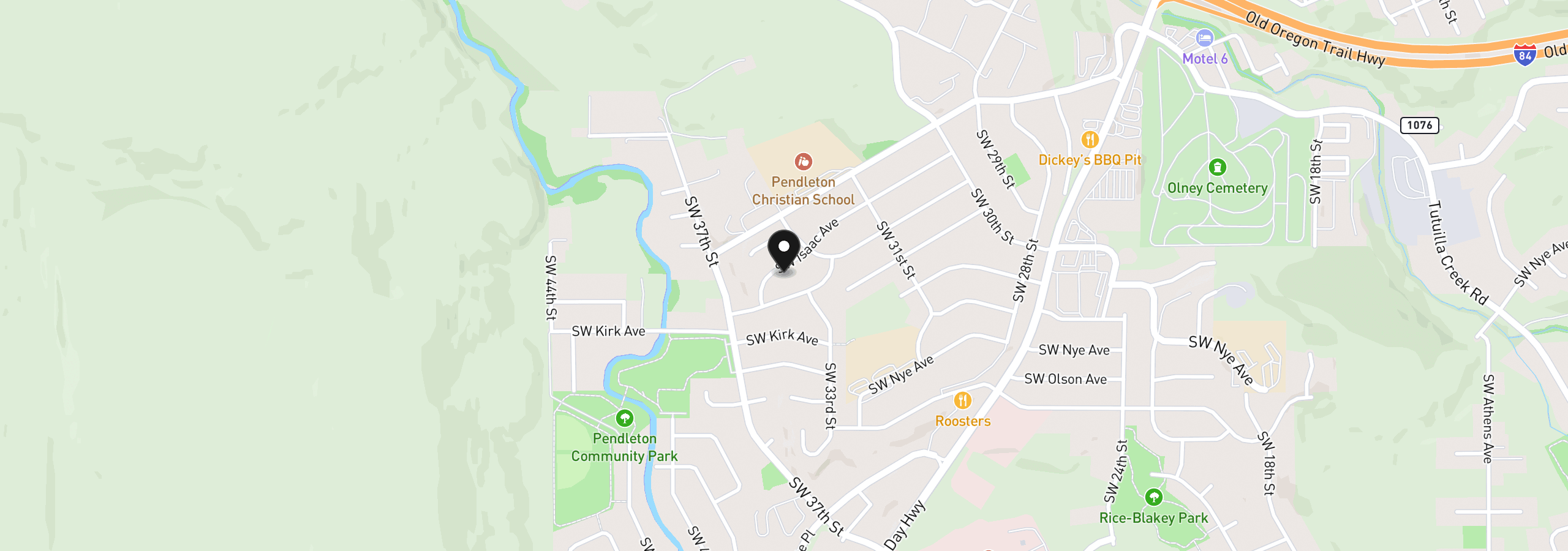 Map showing the location of 3218 SW Isaac Ave, Pendleton, OR 97801
