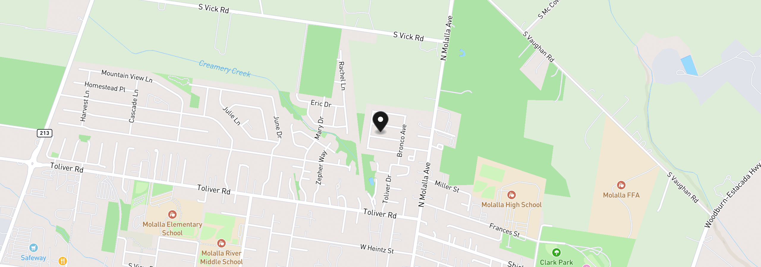 Map showing the location of 255 Taurus St, Molalla, OR 97038