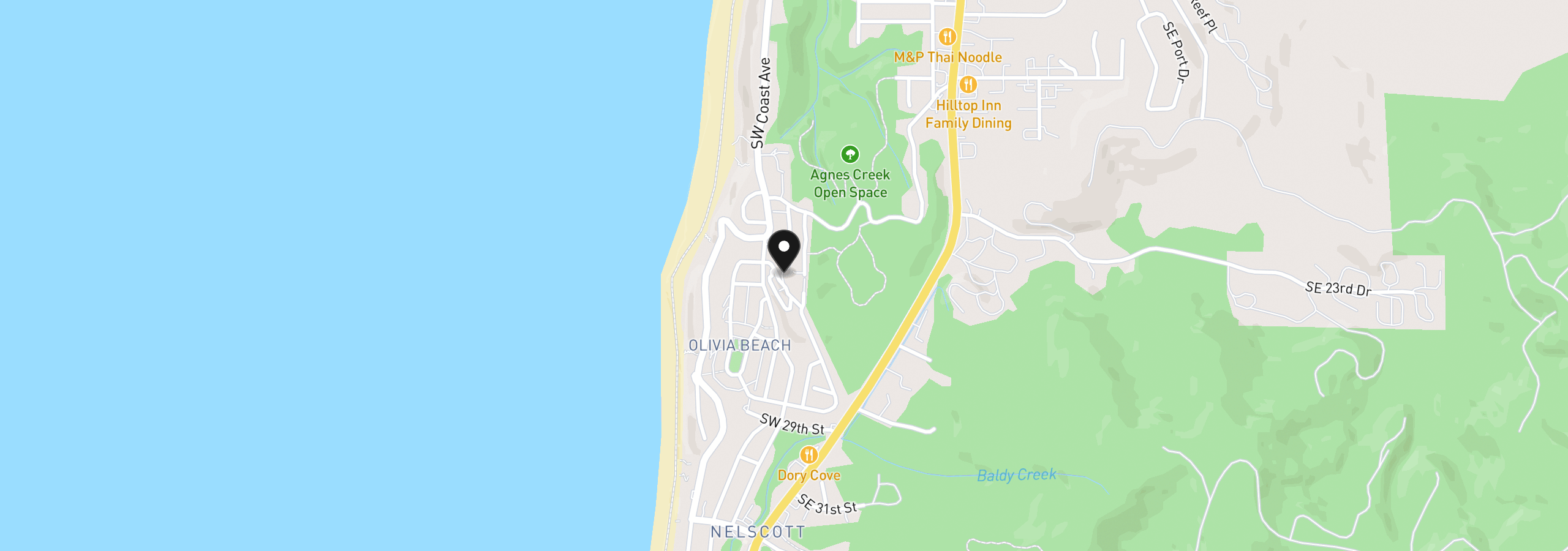 Map showing the location of 2528 SW Coral Ave, Lincoln City, OR 97367