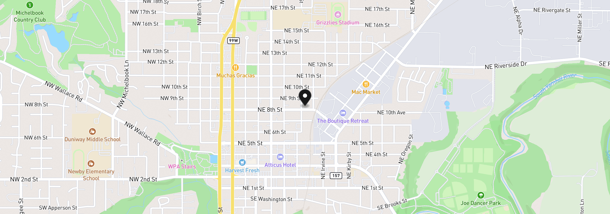 Map showing the location of 806 NE Galloway St, McMinnville, OR 97128