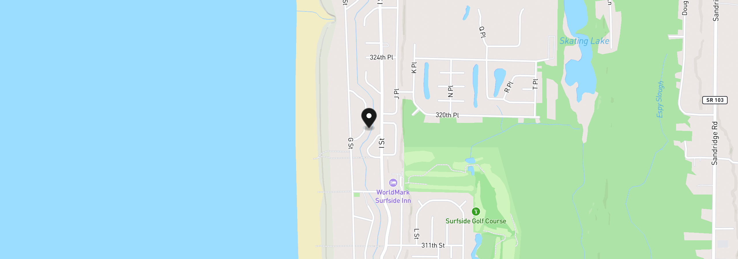 Map showing the location of 806 318th Pl, Ocean Park, Wa 98640
